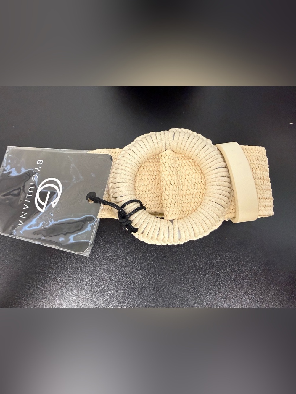 New  G By Giuliana Raffia Belt in Natural Beige New With Tag Size Small